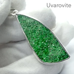 Uvarovite Garnet Drusy Pendant, Vivid Green, 925 Silver, s1