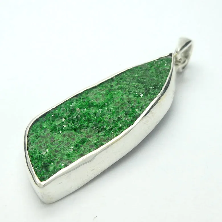 Uvarovite Garnet Drusy Pendant, Vivid Green, 925 Silver, s1