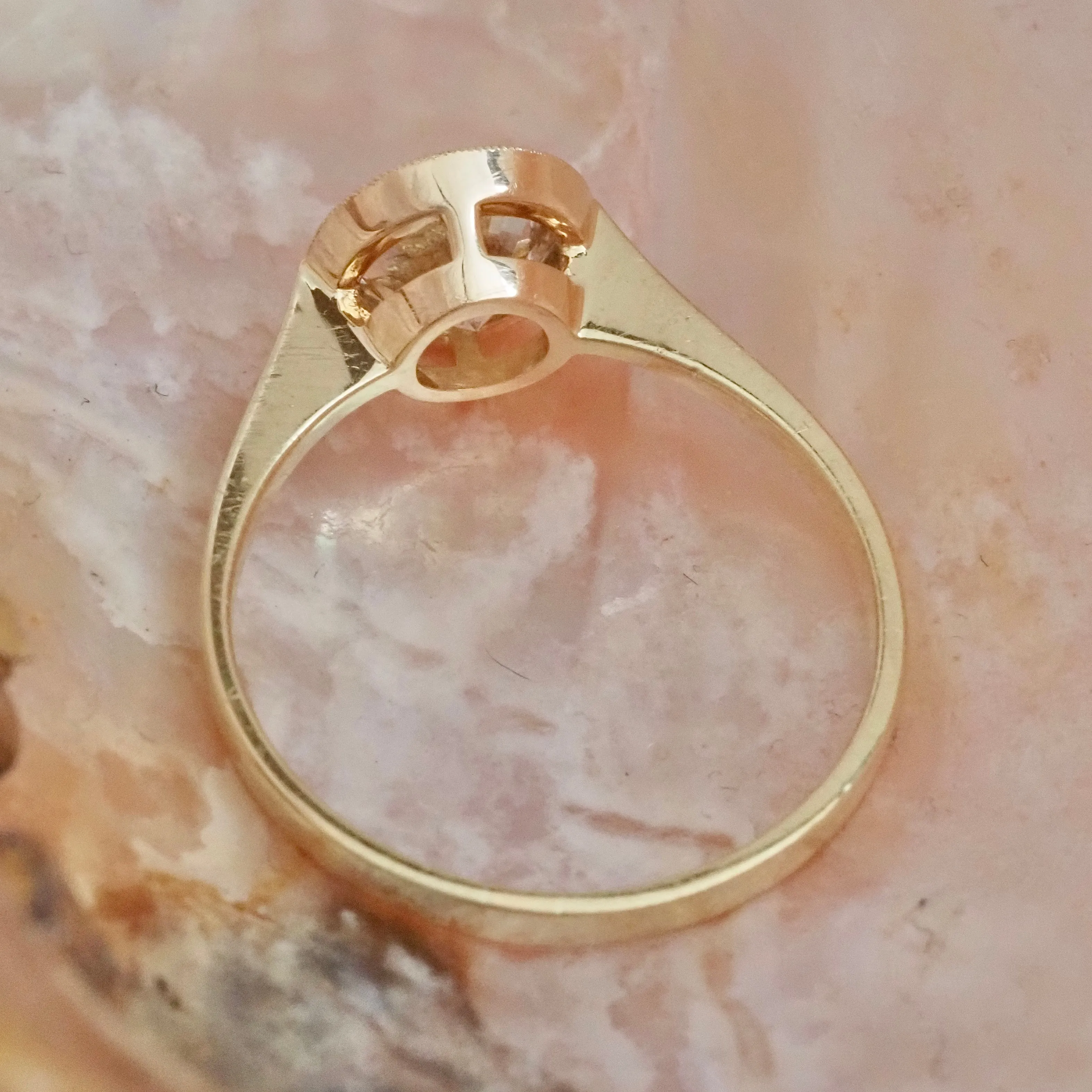 Vintage 1.33ct Transitional Cut Diamond 18k Gold Engagement Ring