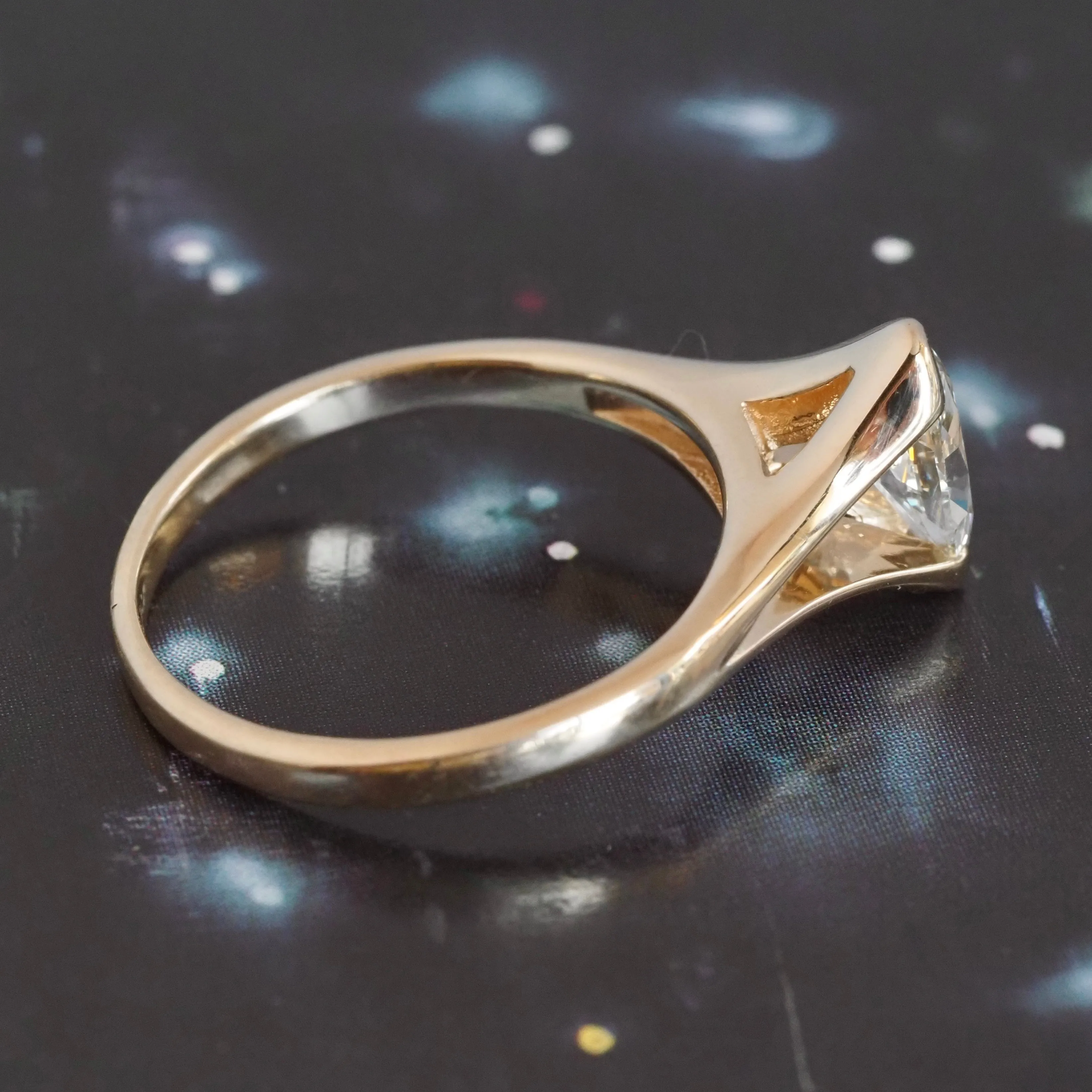 Vintage Marquise Cut Diamond 14k Gold Engagement Ring Set