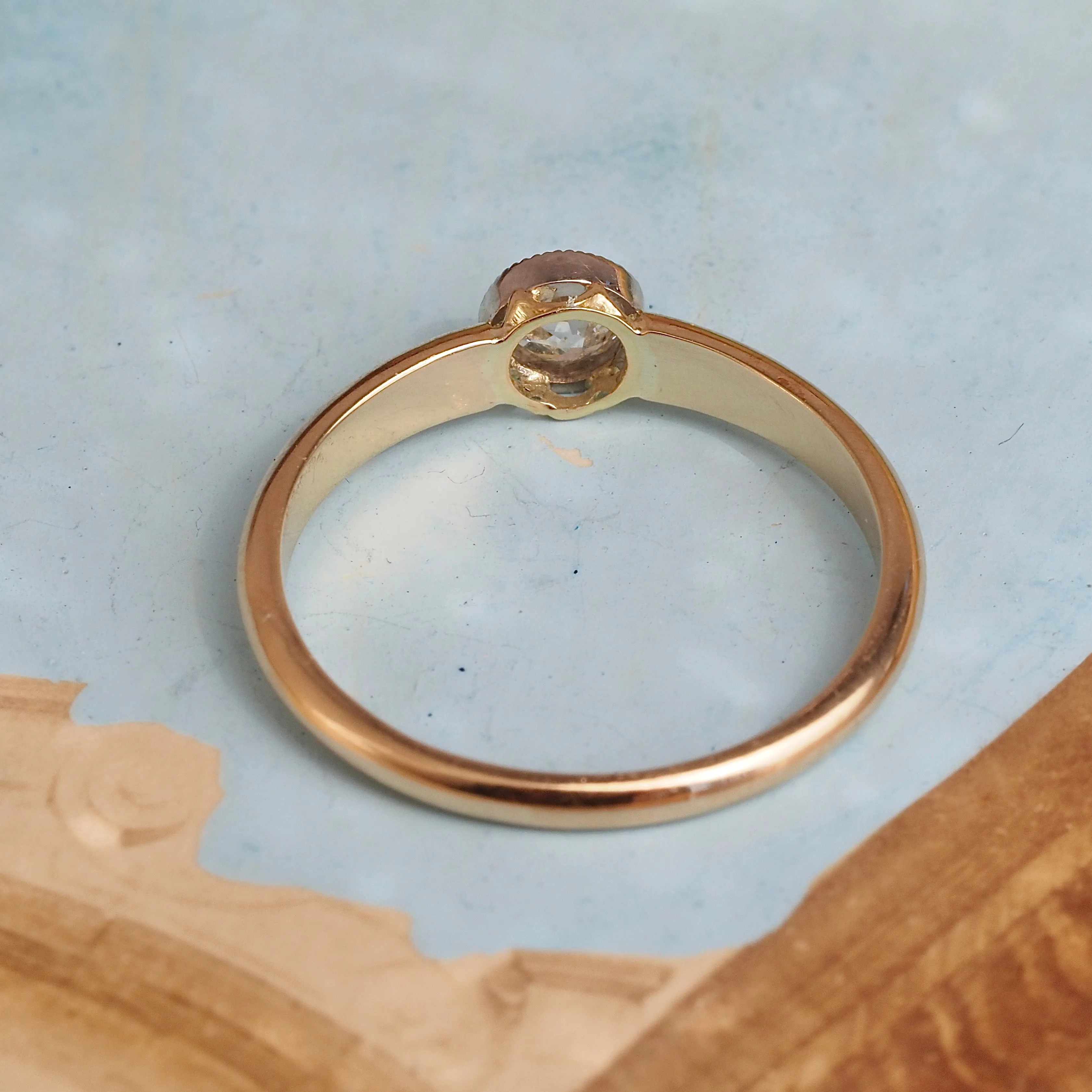 Vintage Old European Diamond 14k Gold Platinum Ring