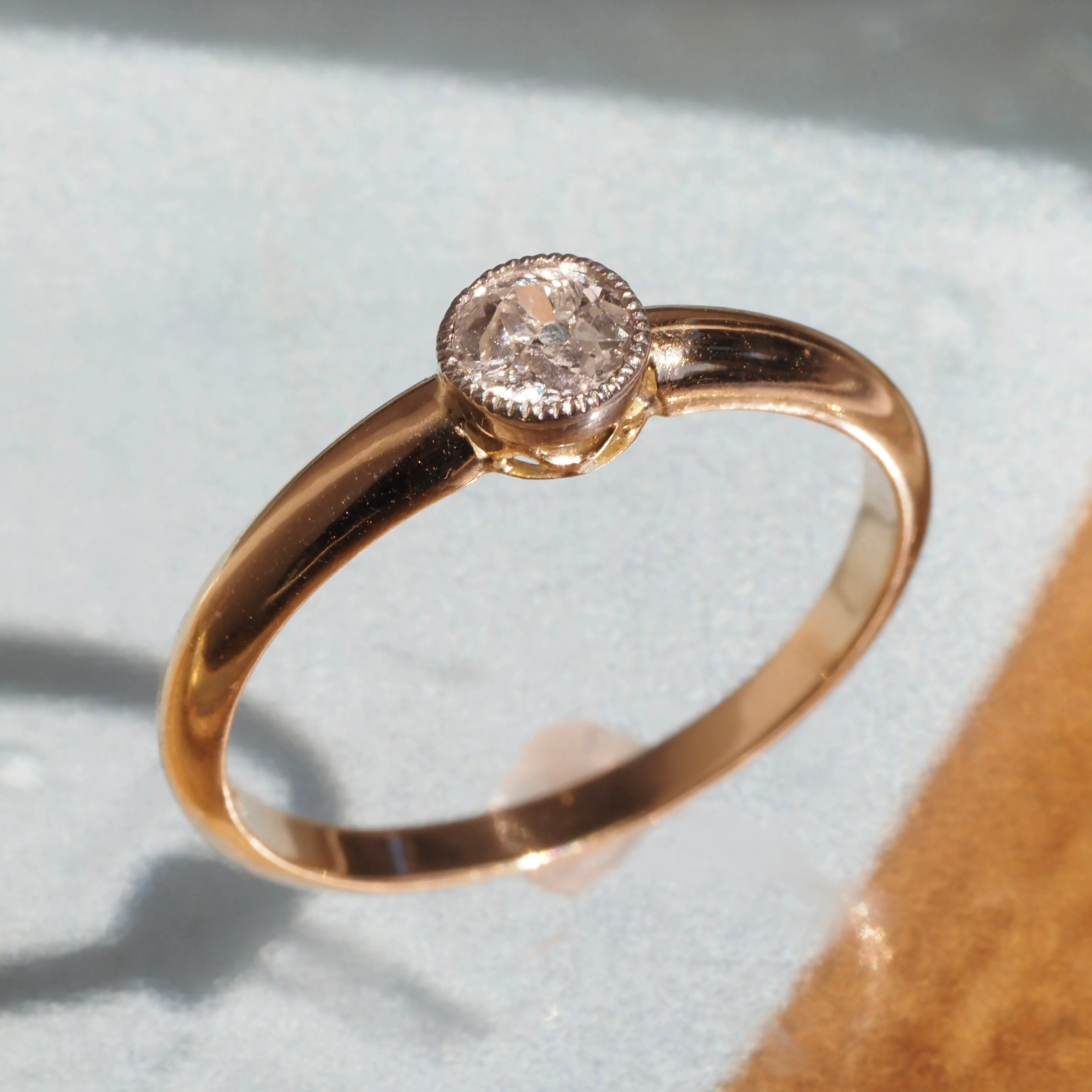 Vintage Old European Diamond 14k Gold Platinum Ring