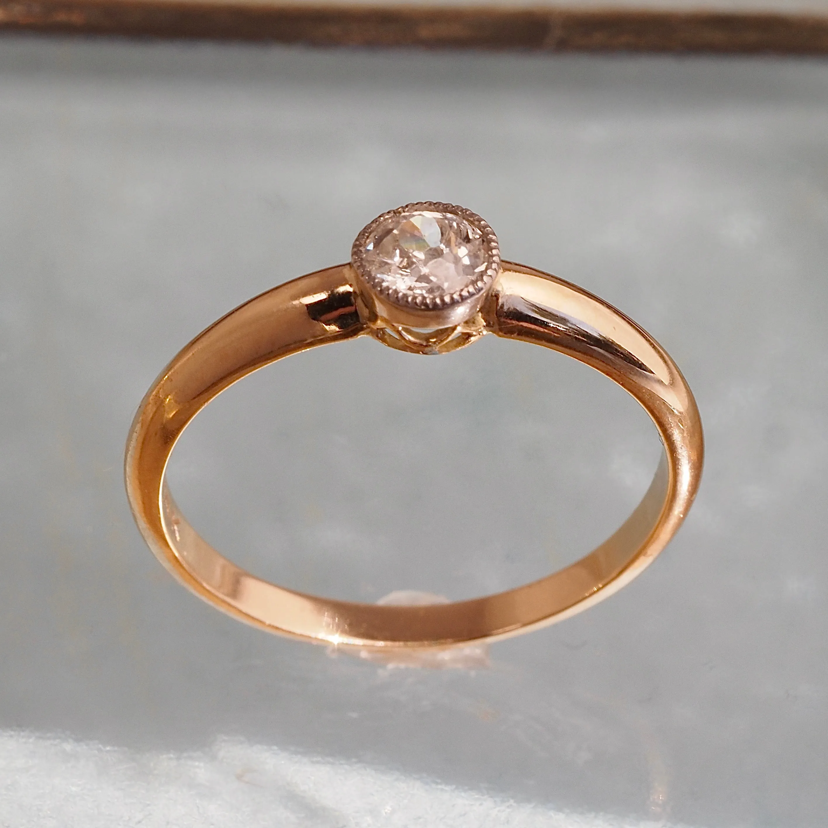 Vintage Old European Diamond 14k Gold Platinum Ring