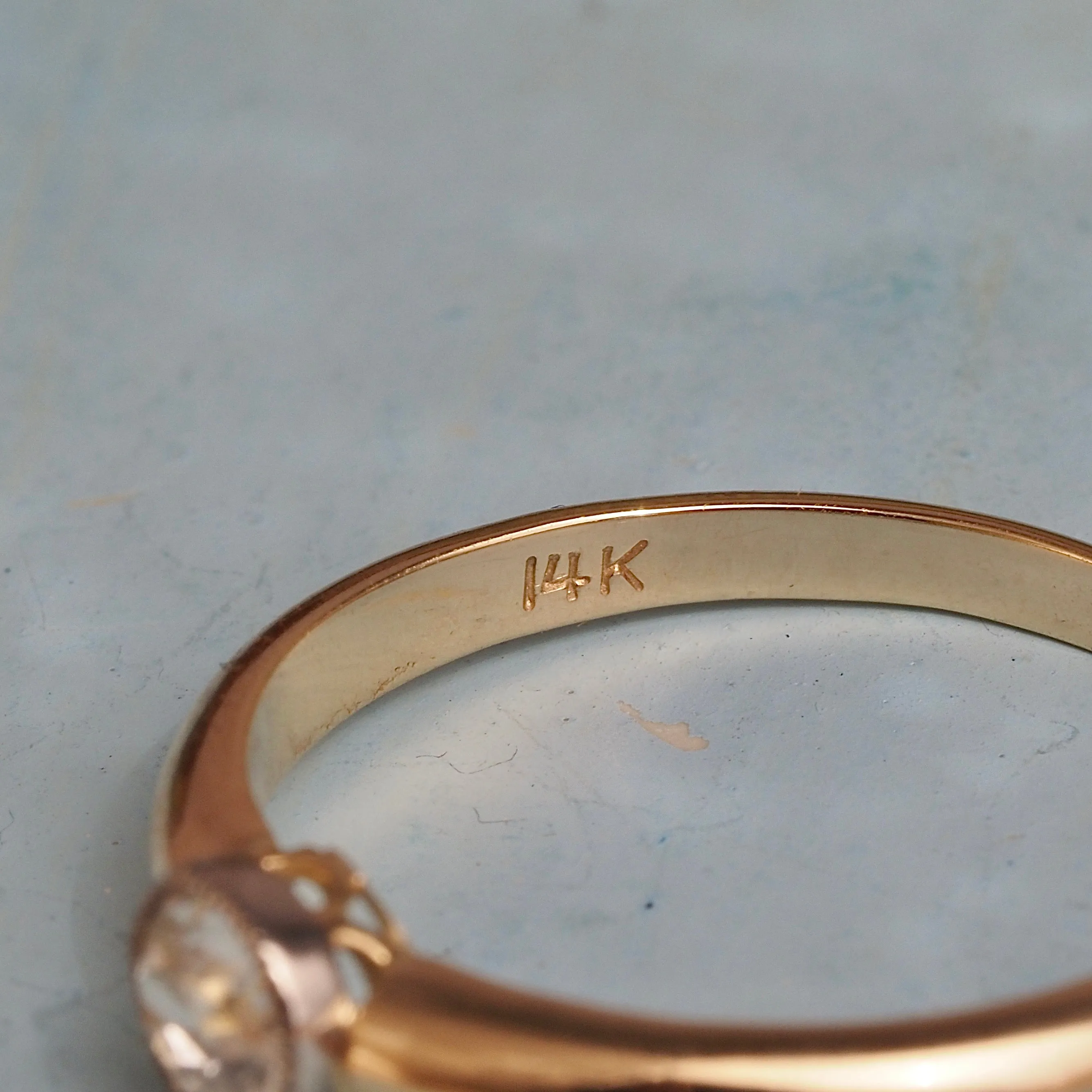 Vintage Old European Diamond 14k Gold Platinum Ring