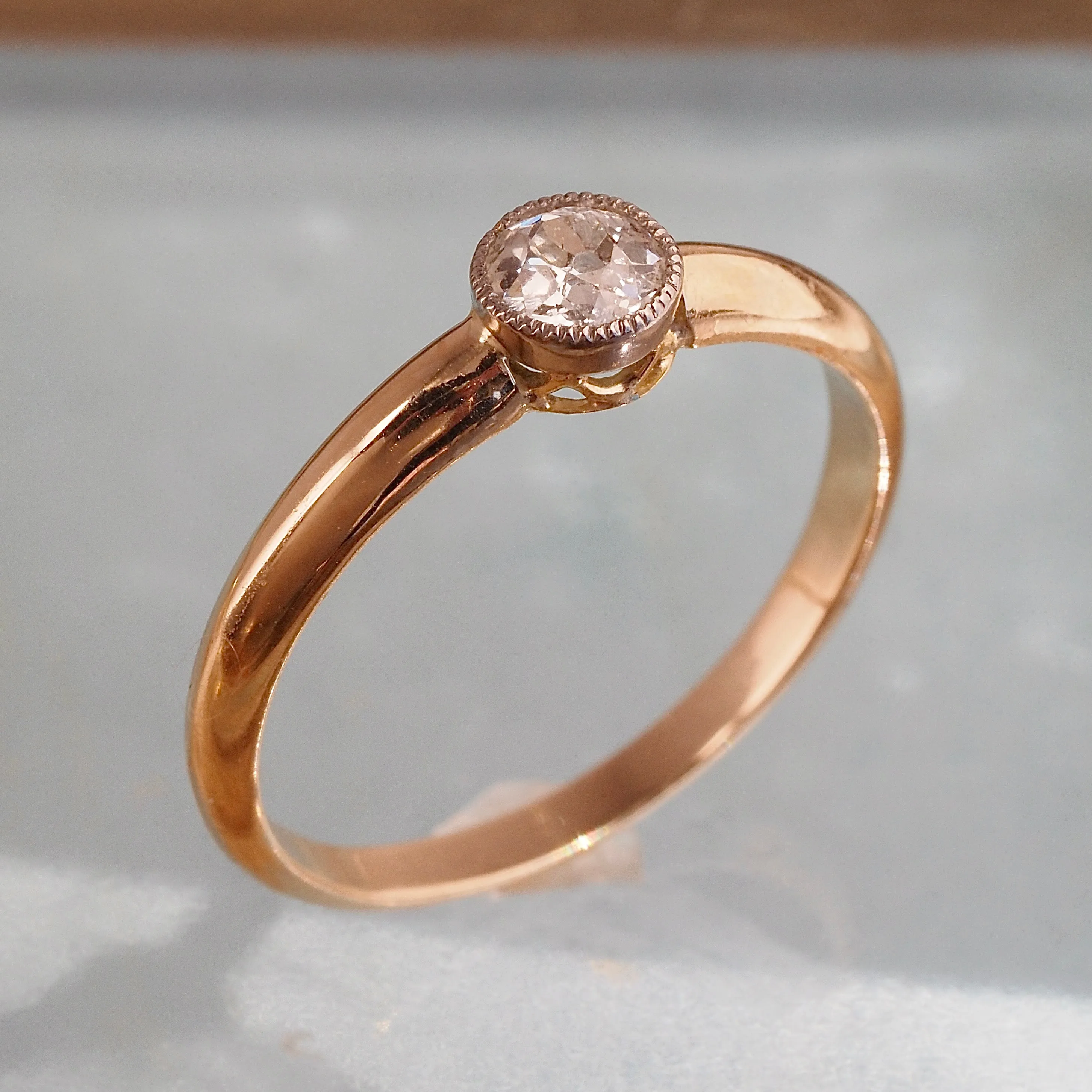 Vintage Old European Diamond 14k Gold Platinum Ring