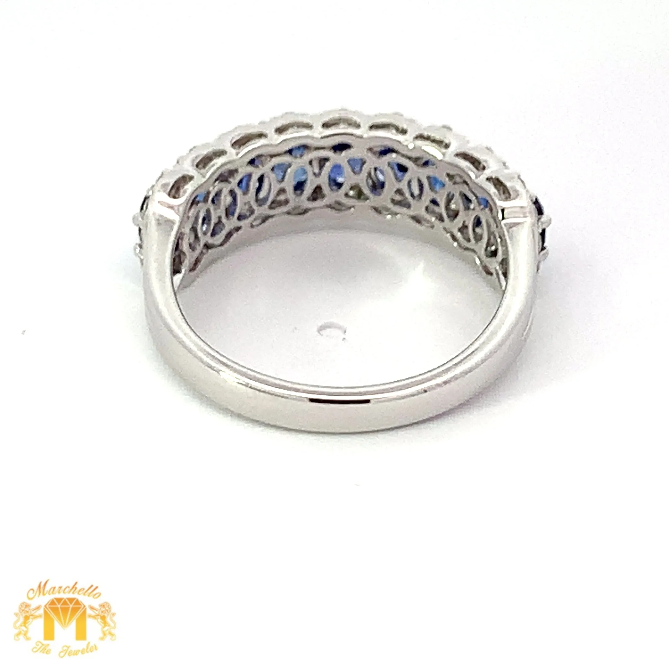 VVS/vs EF color high clarity diamonds set in a 18k Gold Celine Blue Sapphire Ring with Round Diamonds
