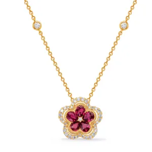 Yellow Gold Diamond & Ruby Necklace