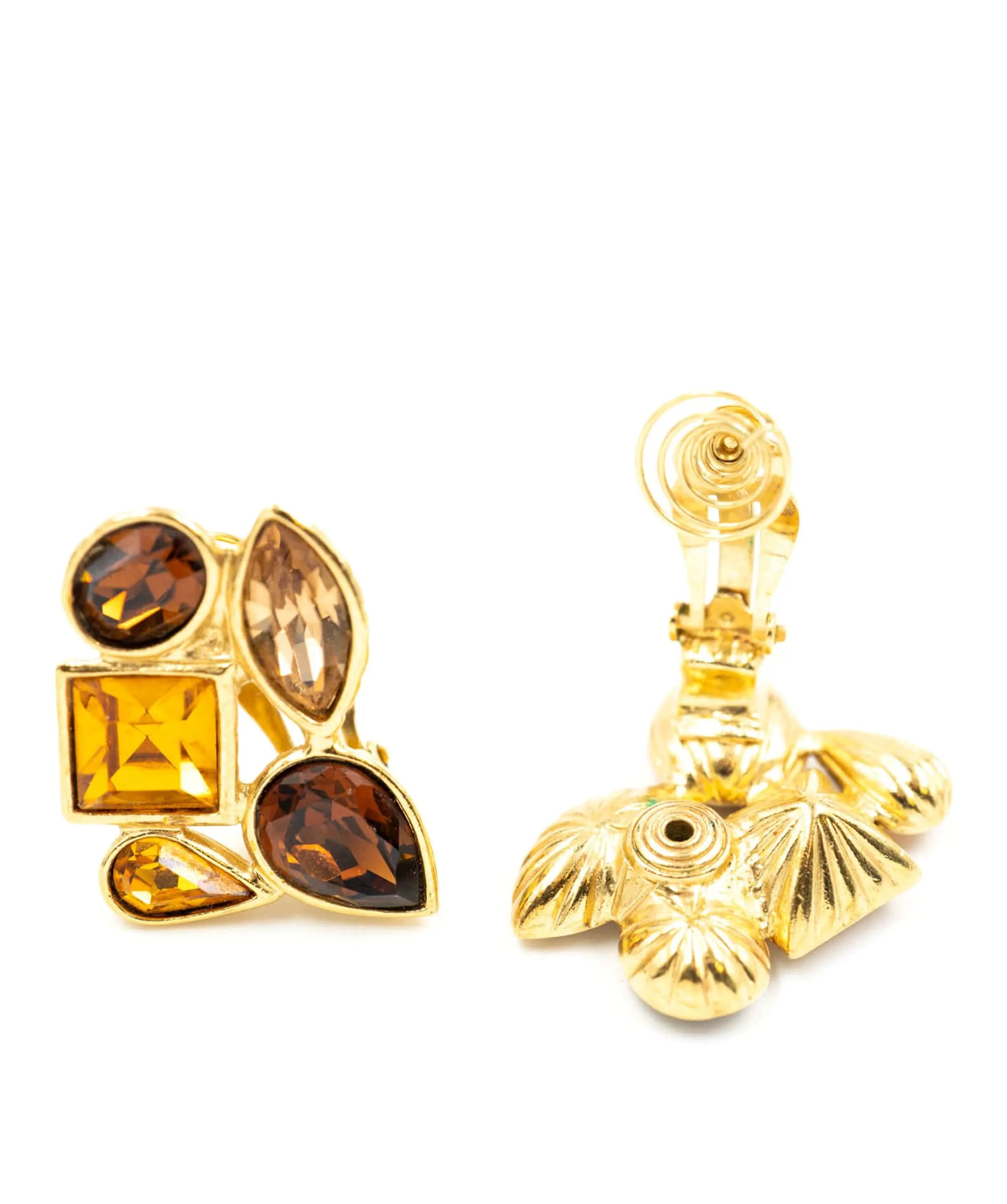 YSL Amber Crystal Clip On Earrings - AWL3857