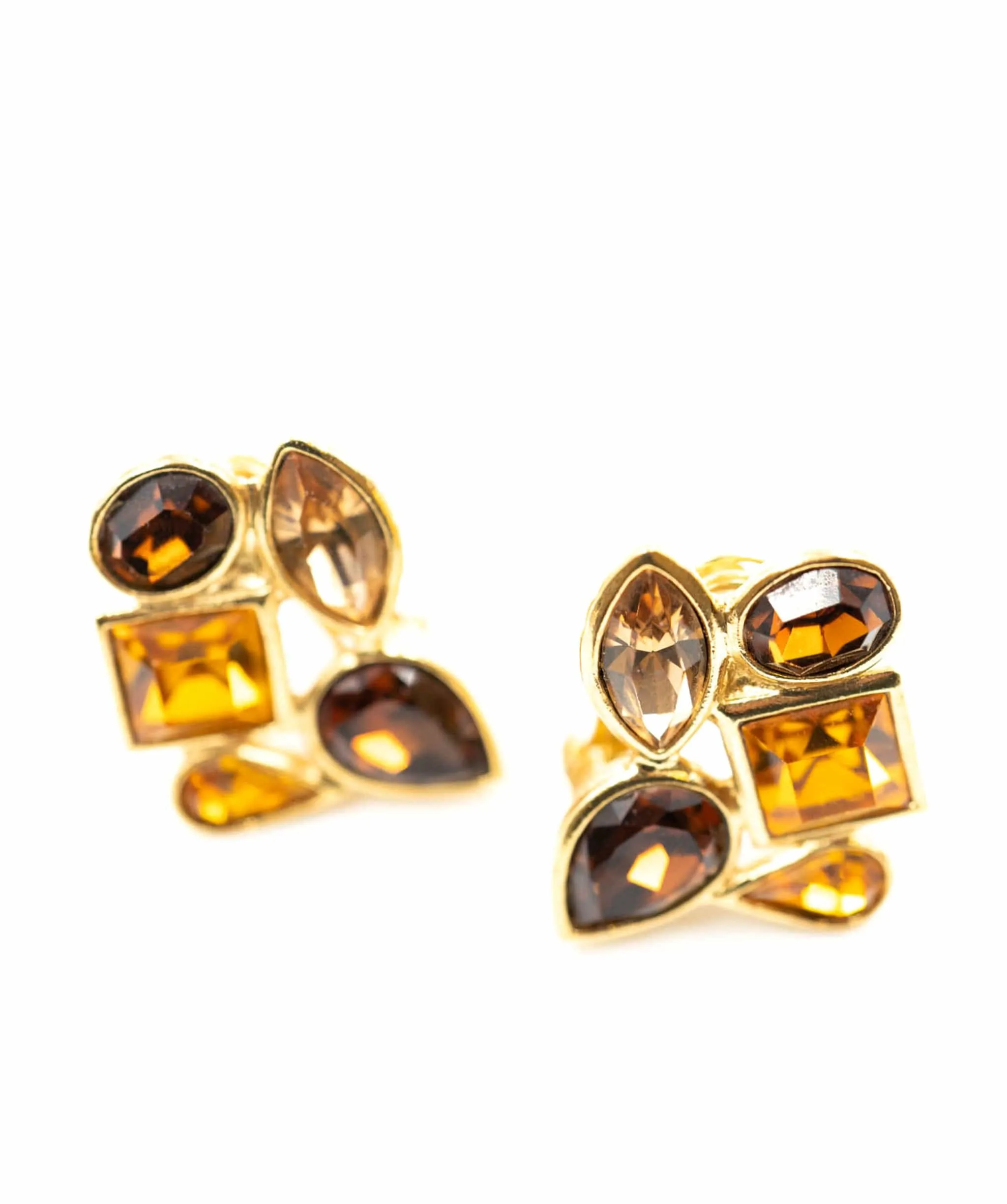 YSL Amber Crystal Clip On Earrings - AWL3857