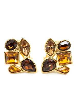 YSL Amber Crystal Clip On Earrings - AWL3857