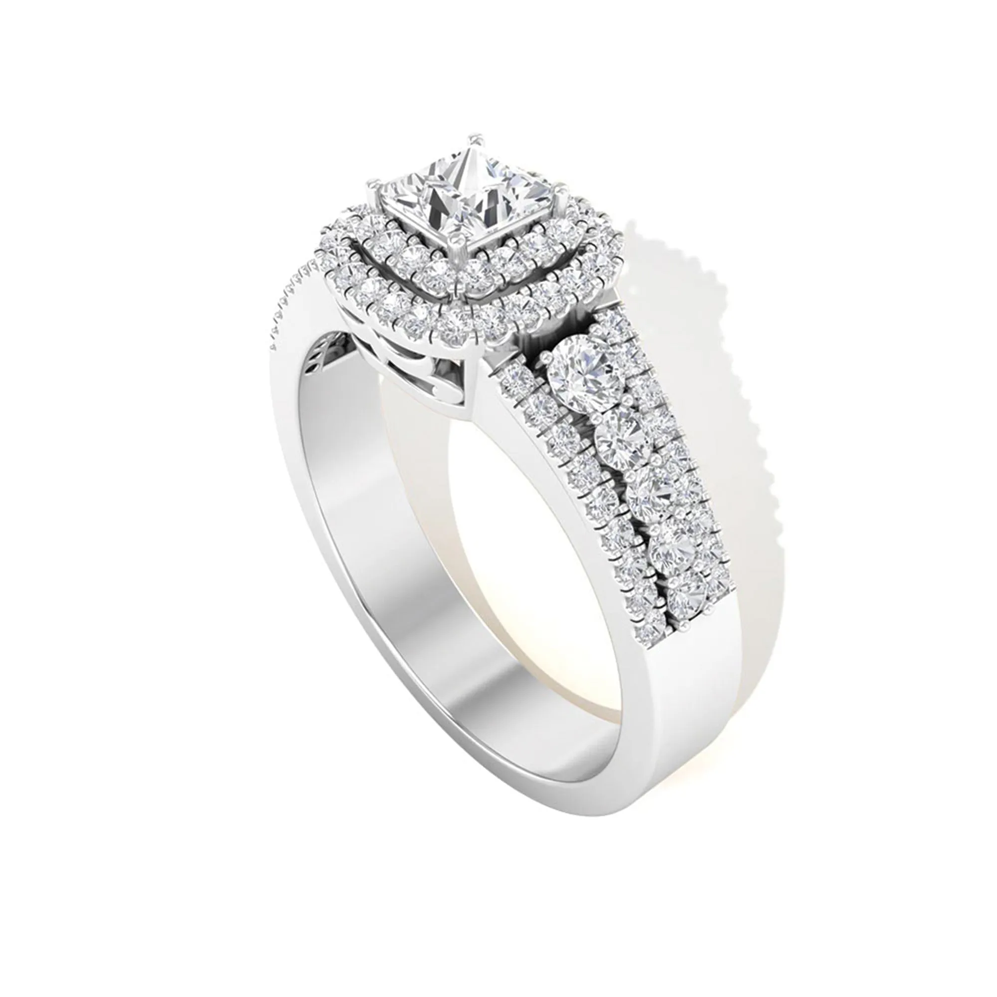 Zircon Double Halo Engagement Ring