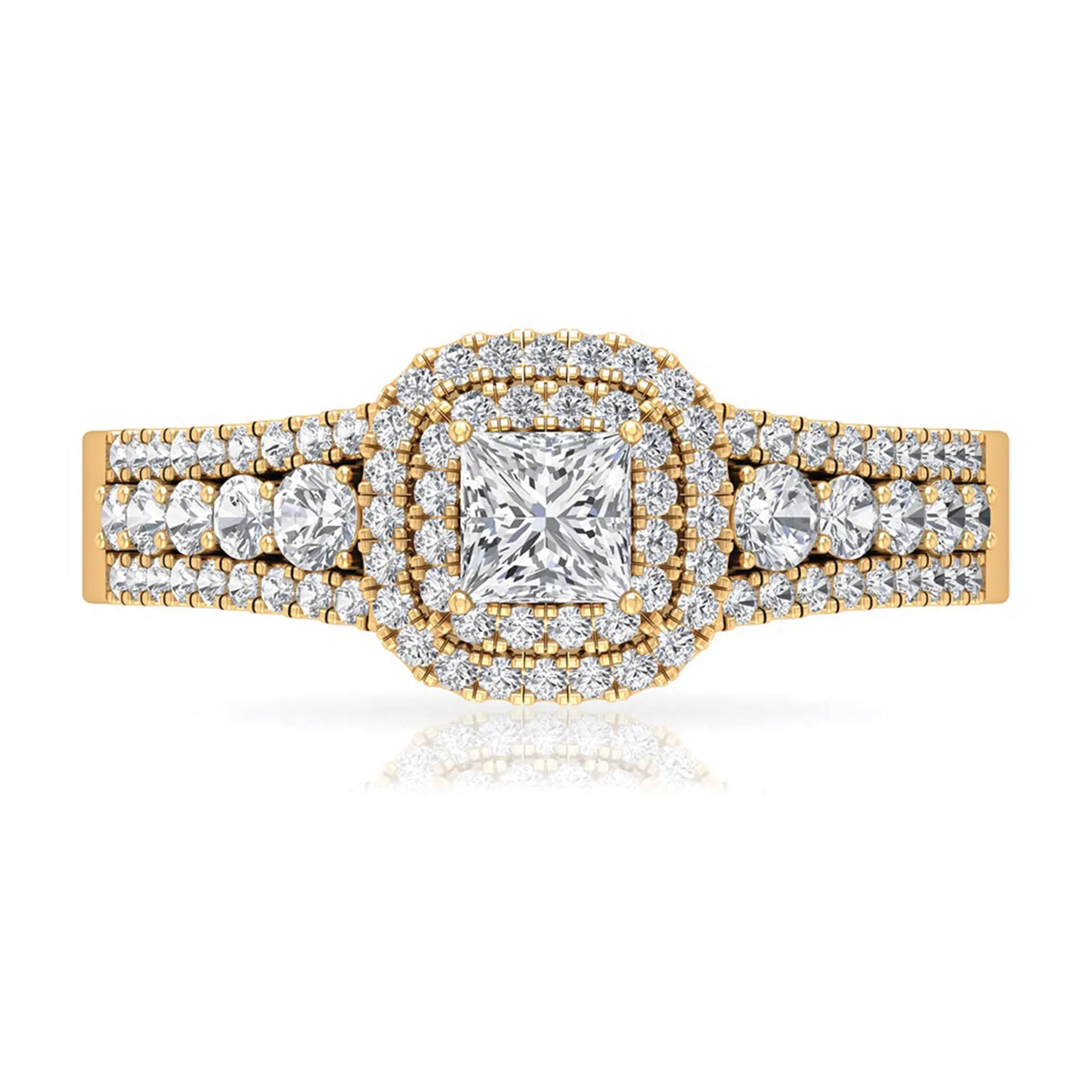 Zircon Double Halo Engagement Ring