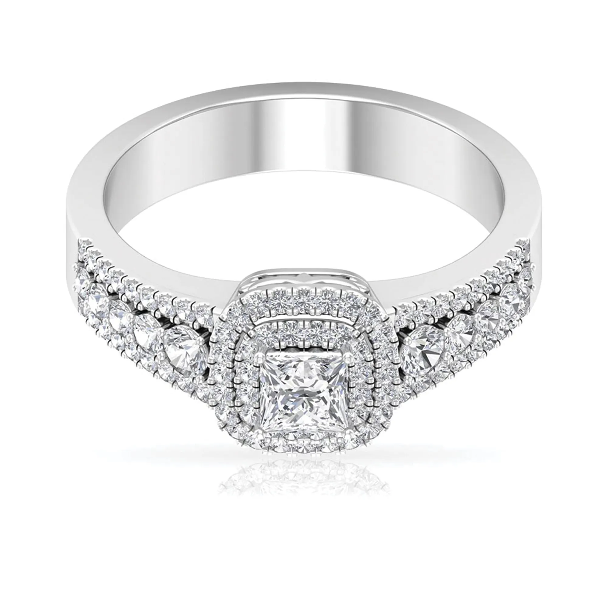Zircon Double Halo Engagement Ring