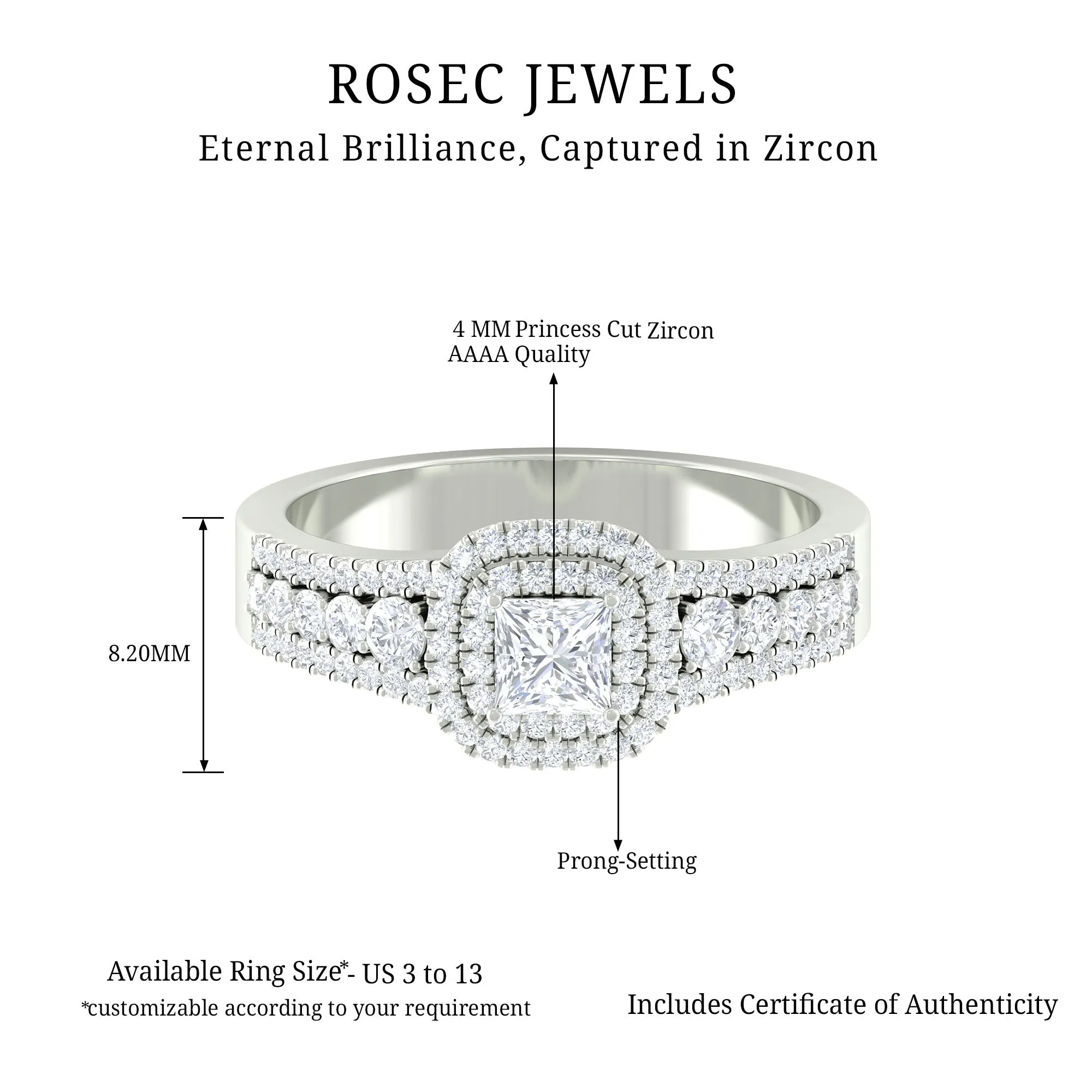 Zircon Double Halo Engagement Ring