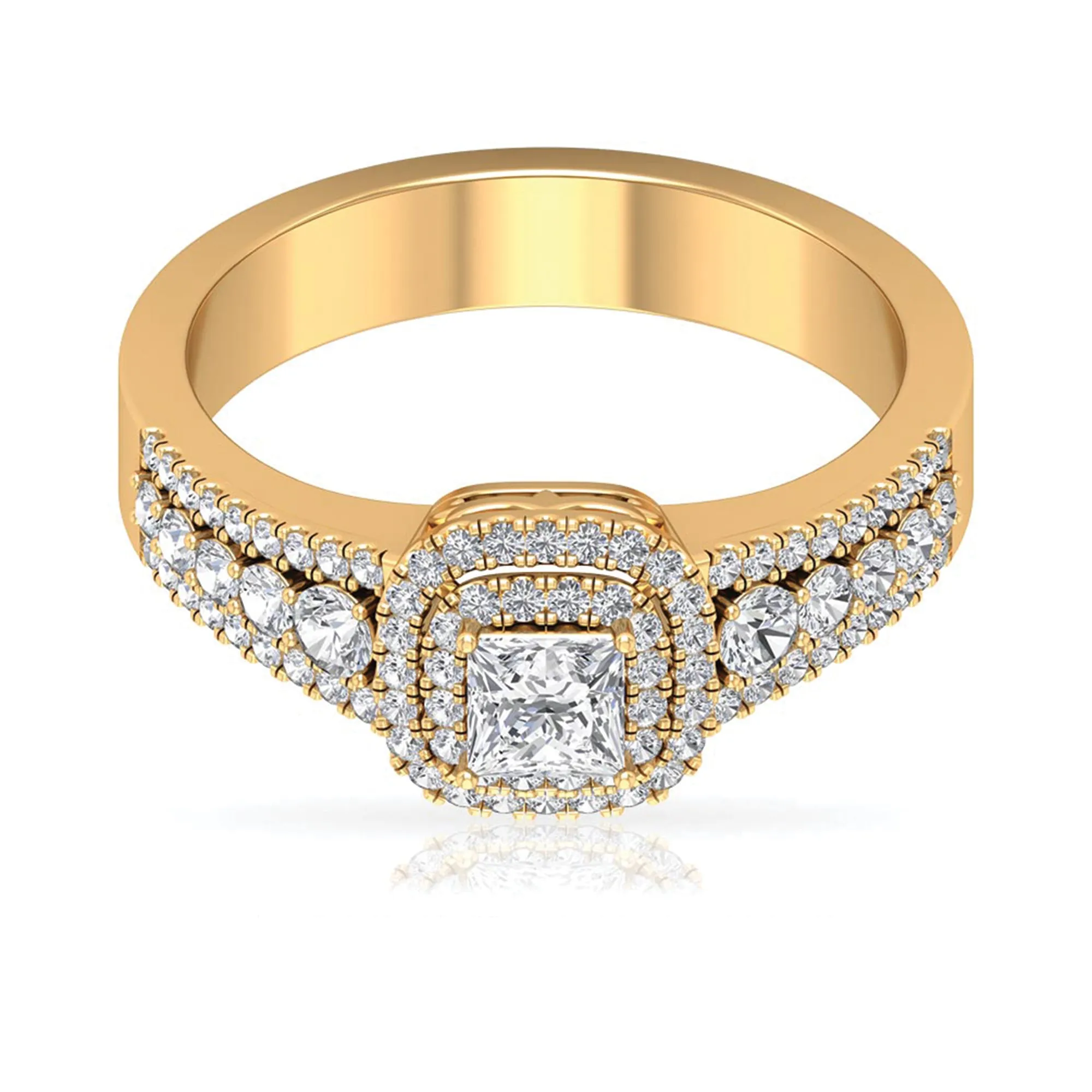 Zircon Double Halo Engagement Ring