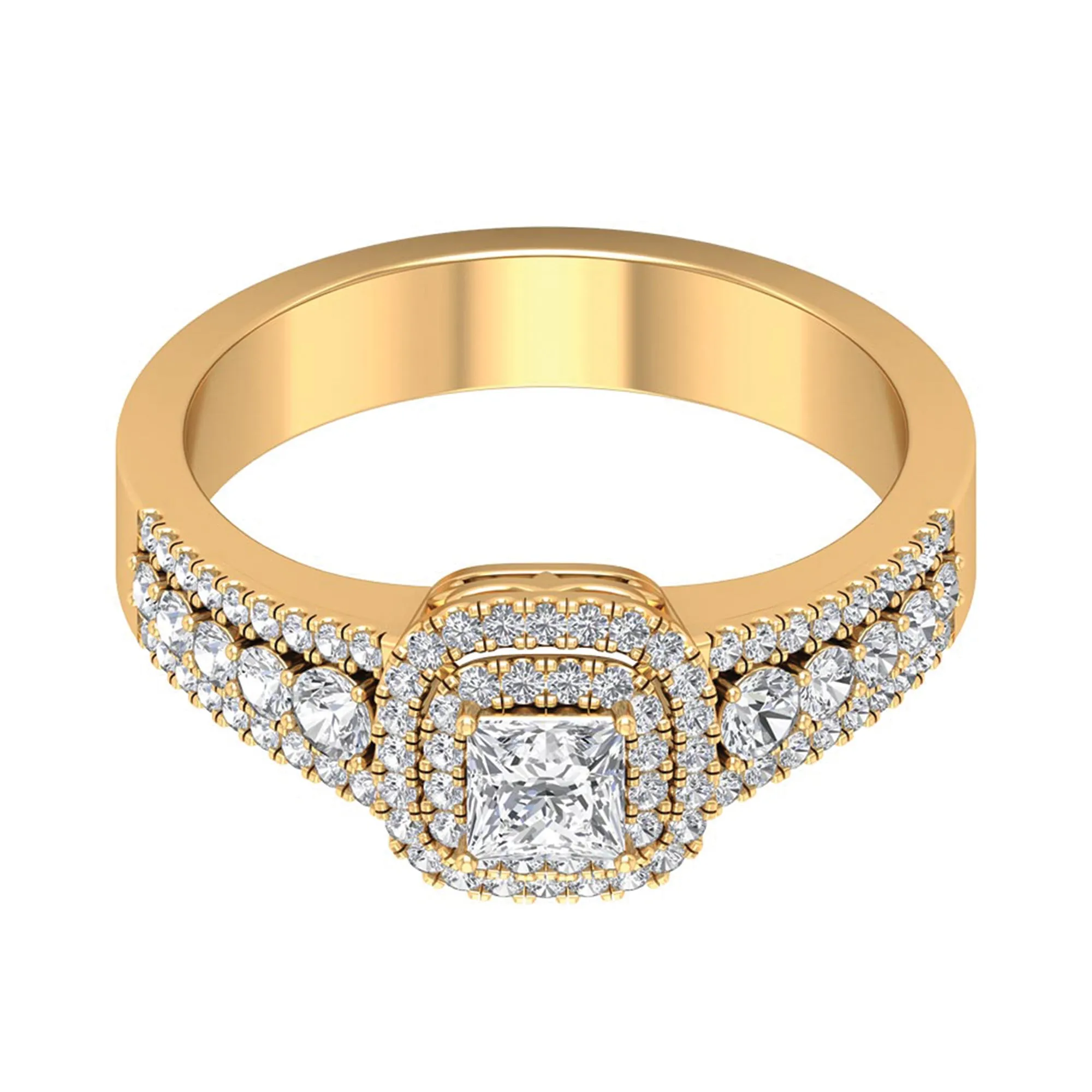 Zircon Double Halo Engagement Ring
