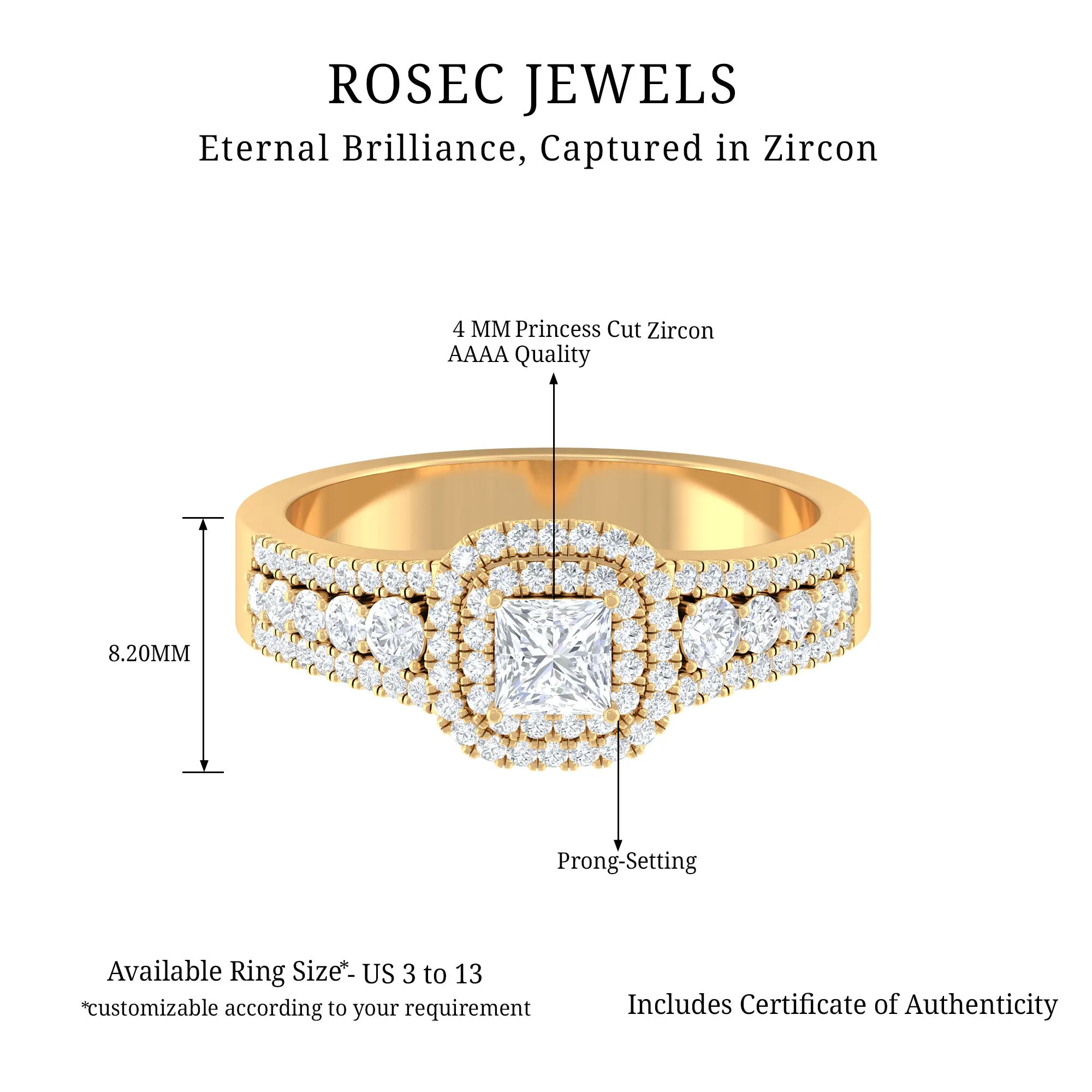 Zircon Double Halo Engagement Ring