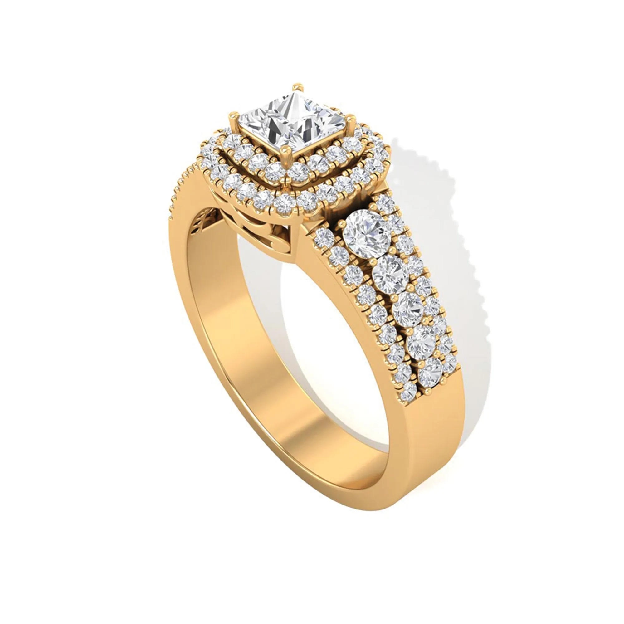 Zircon Double Halo Engagement Ring